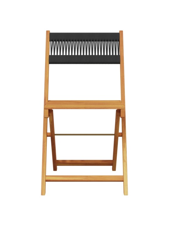 3dílný bistro set černý polypropylen a masivní dřevo