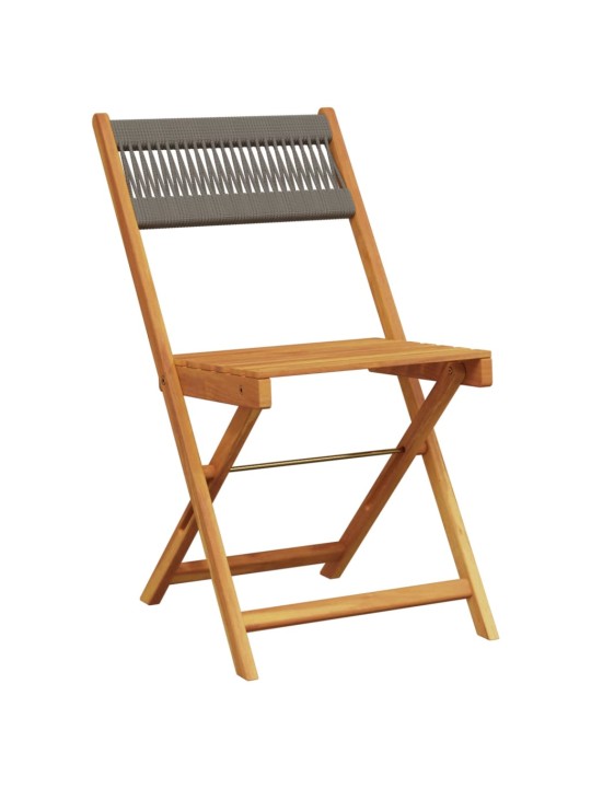 3dílný bistro set šedý polypropylen a masivní dřevo