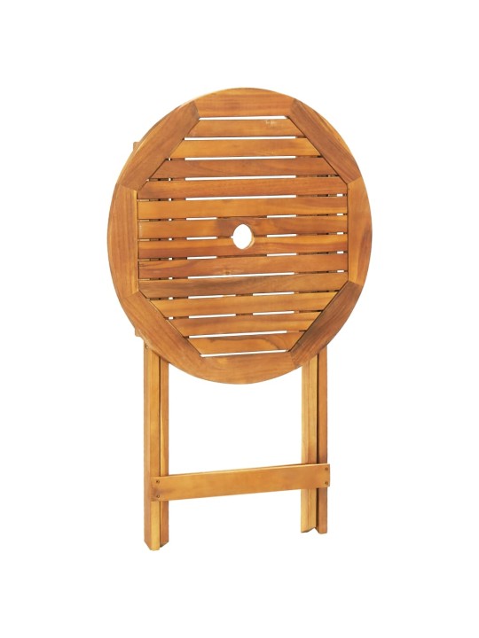 3dílný bistro set béžový polypropylen a masivní dřevo