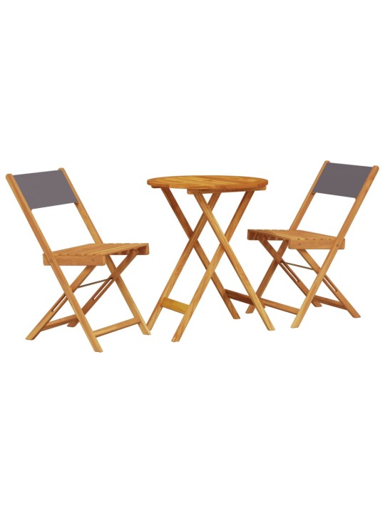 3dílný bistro set antracitový textil a masivní dřevo