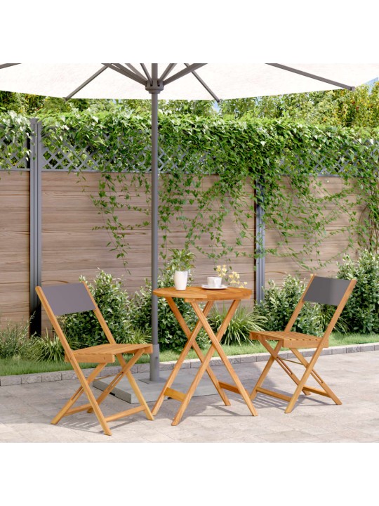3dílný bistro set antracitový textil a masivní dřevo