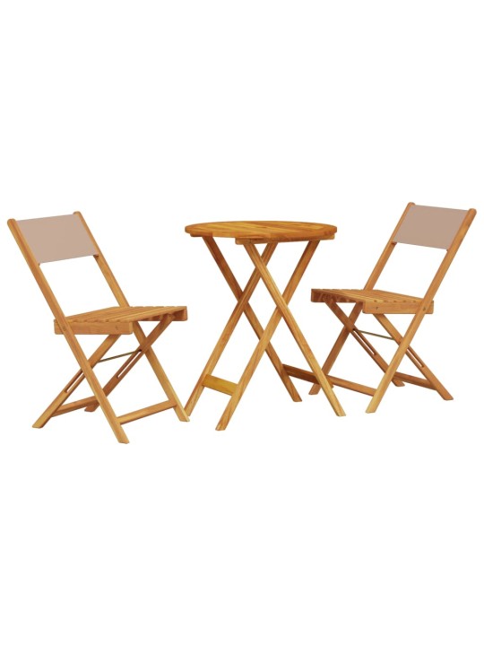 3dílný bistro set taupe textil a masivní dřevo