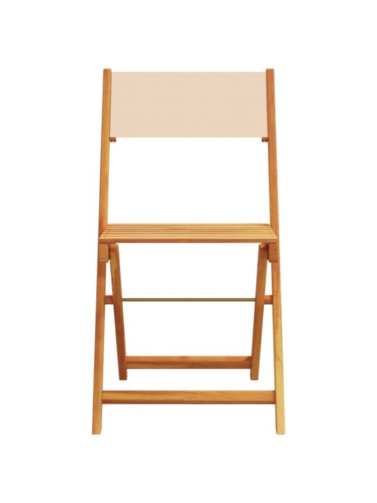 3dílný bistro set béžový textil a masivní dřevo