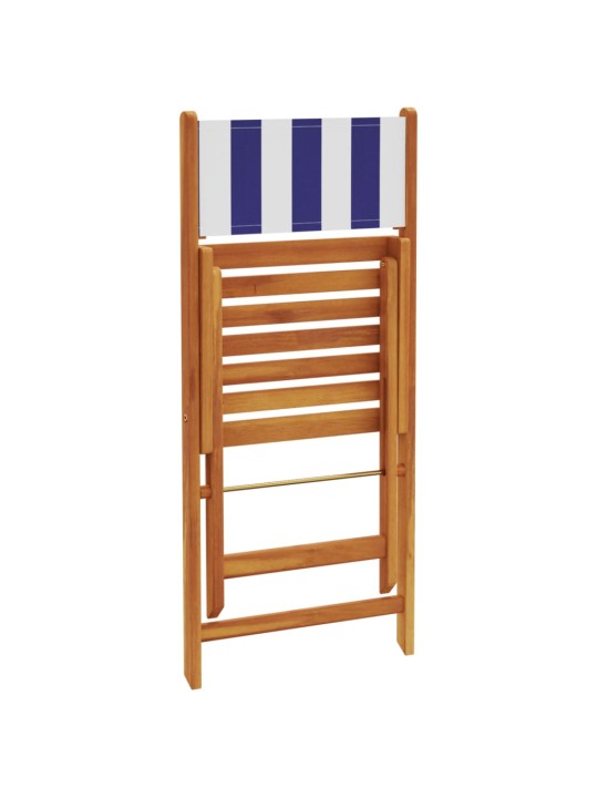 3dílný bistro set modrý a bílý textil a masivní dřevo