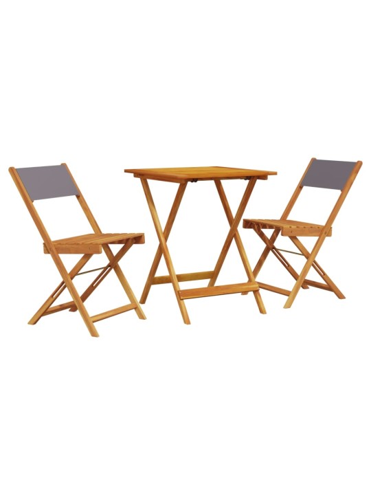 3dílný bistro set antracitový textil a masivní dřevo