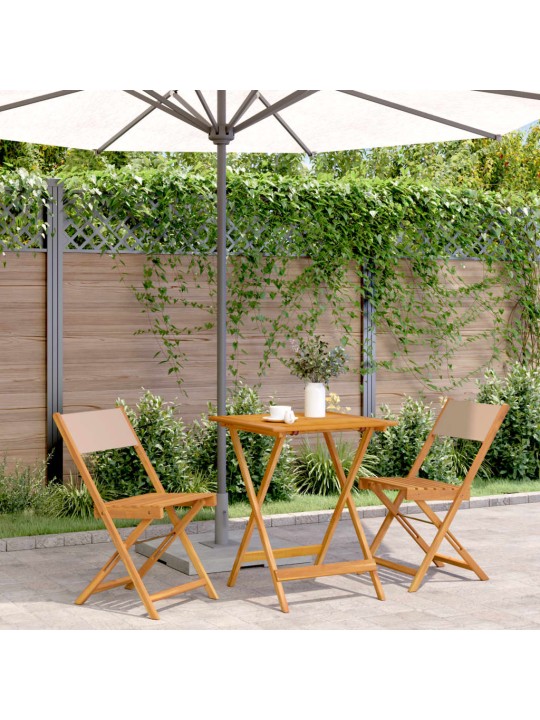 3dílný bistro set taupe textil a masivní dřevo