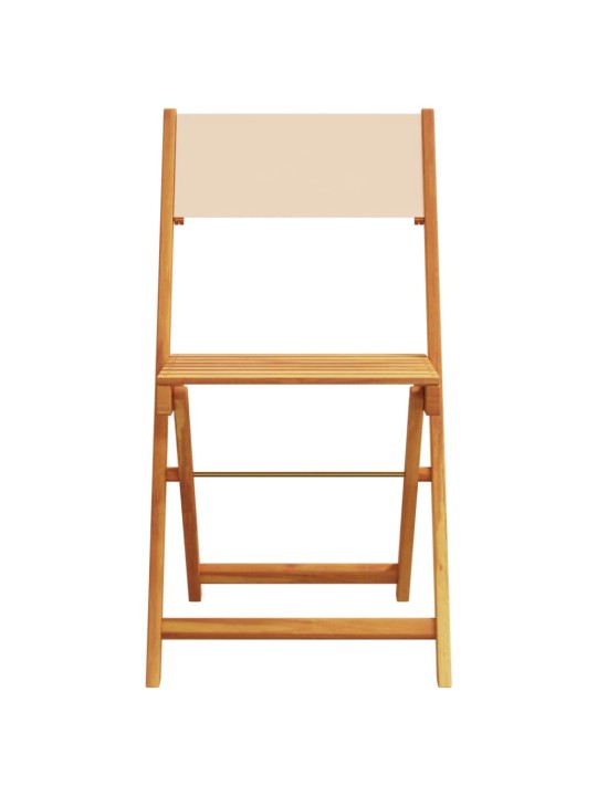 3dílný bistro set béžový textil a masivní dřevo