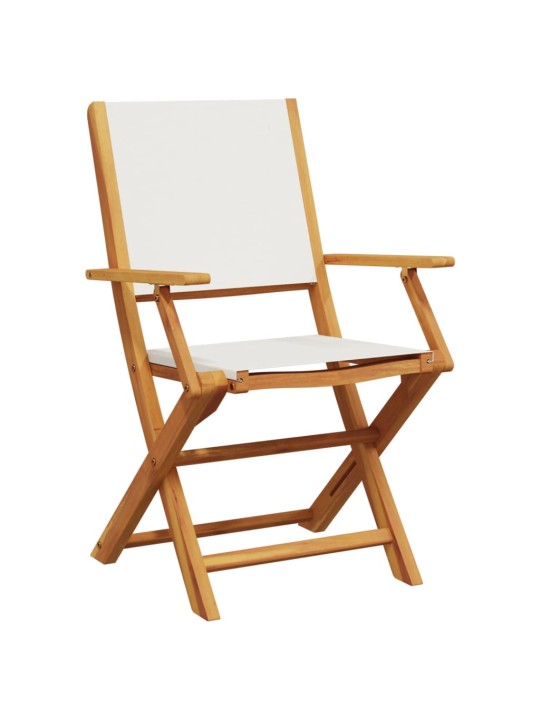 3dílný bistro set krémově bílý textil a masivní dřevo