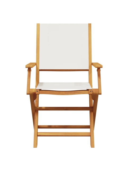 3dílný bistro set krémově bílý textil a masivní dřevo