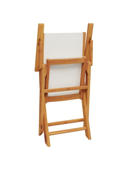 3dílný bistro set krémově bílý textil a masivní dřevo