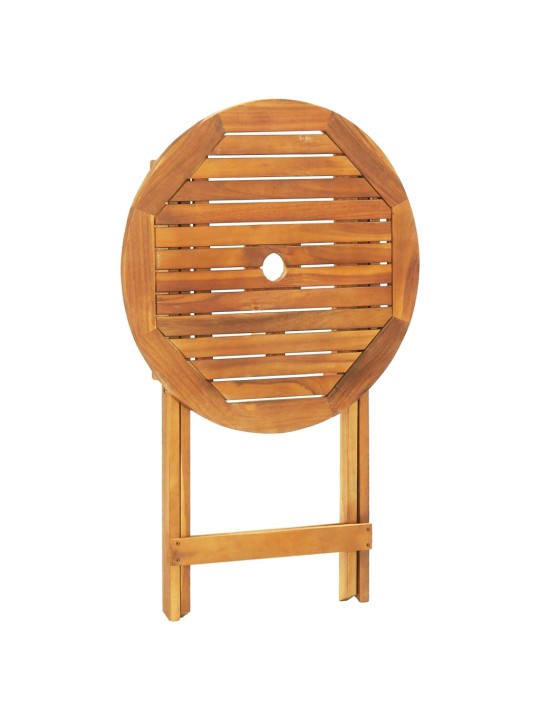 3dílný bistro set krémově bílý textil a masivní dřevo