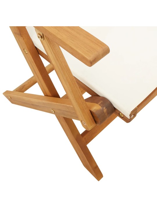3dílný bistro set krémově bílý textil a masivní dřevo