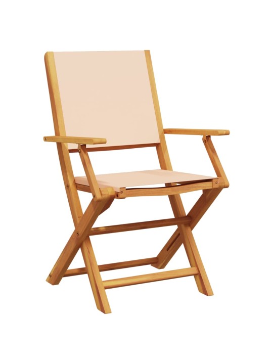 3dílný bistro set béžový textil a masivní dřevo