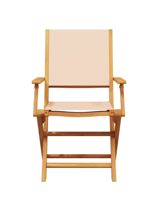 3dílný bistro set béžový textil a masivní dřevo