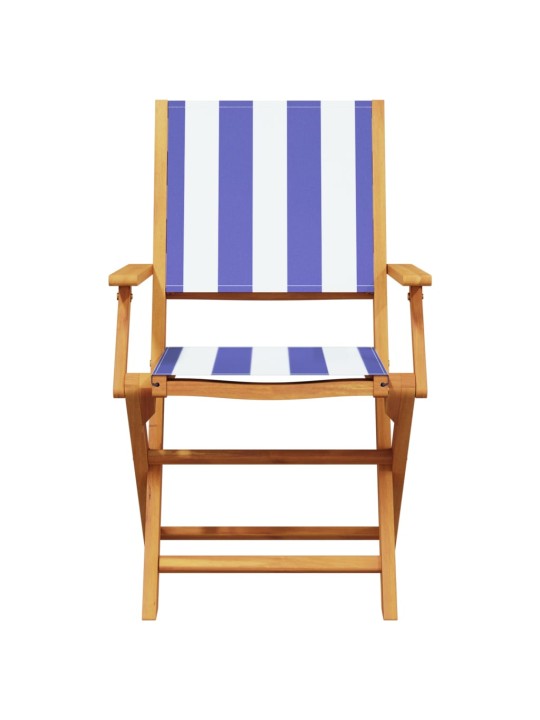 3dílný bistro set modrý a bílý textil a masivní dřevo