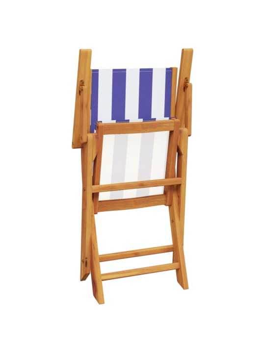 3dílný bistro set modrý a bílý textil a masivní dřevo