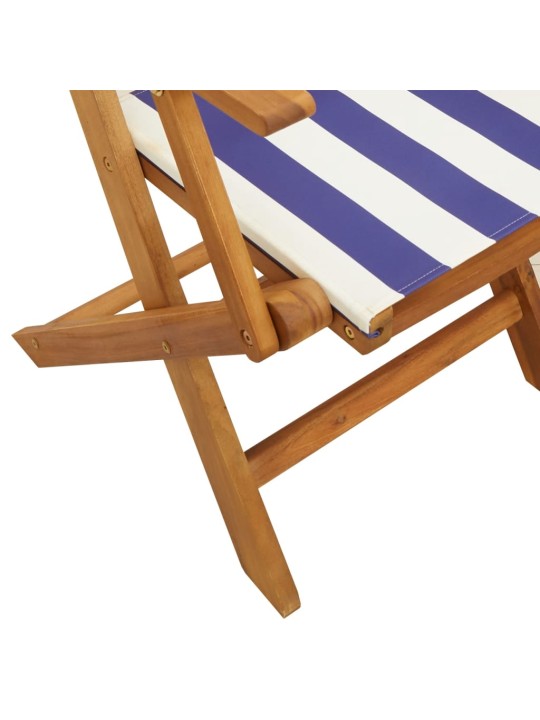 3dílný bistro set modrý a bílý textil a masivní dřevo