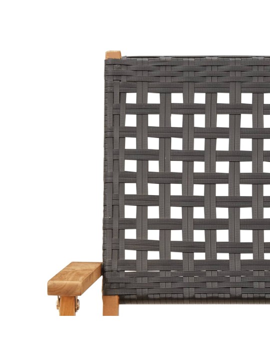 3dílný bistro set černý polyratan a masivní dřevo