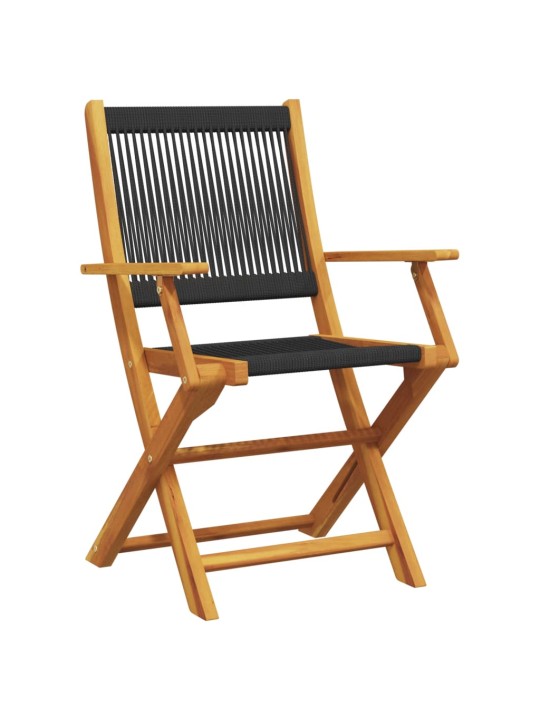 3dílný bistro set černý polypropylen a masivní dřevo