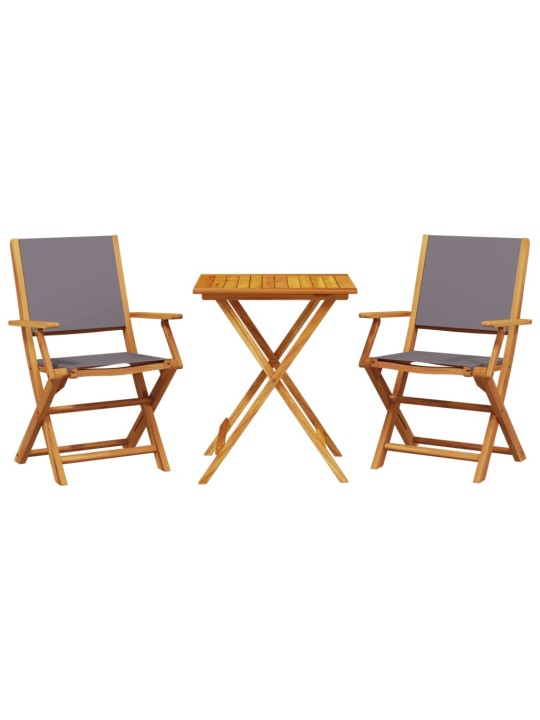 3dílný bistro set antracitový textil a masivní dřevo