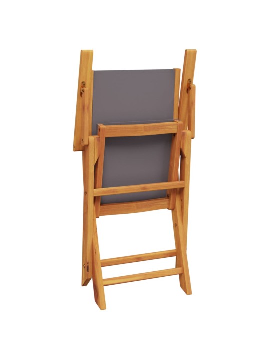 3dílný bistro set antracitový textil a masivní dřevo