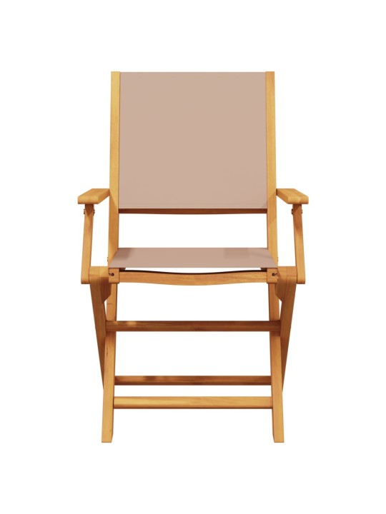 3dílný bistro set taupe textil a masivní dřevo