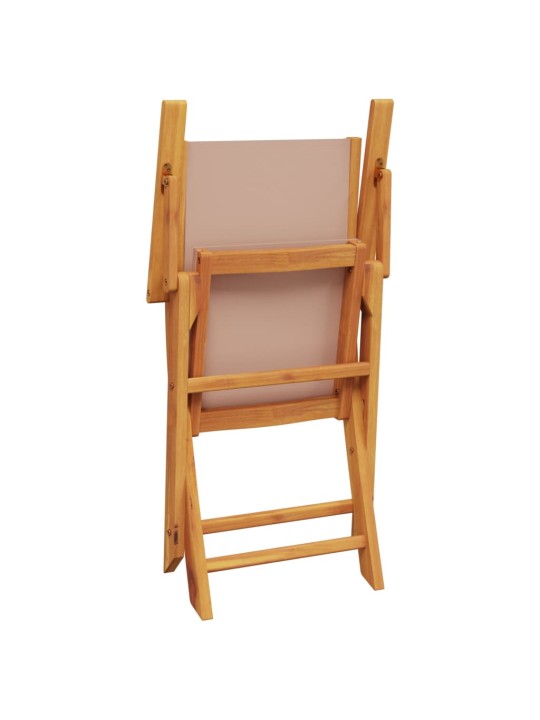 3dílný bistro set taupe textil a masivní dřevo