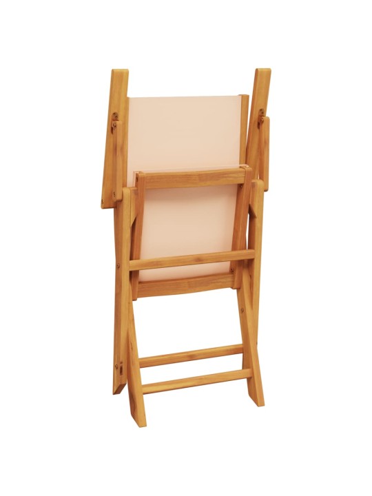 3dílný bistro set béžový textil a masivní dřevo