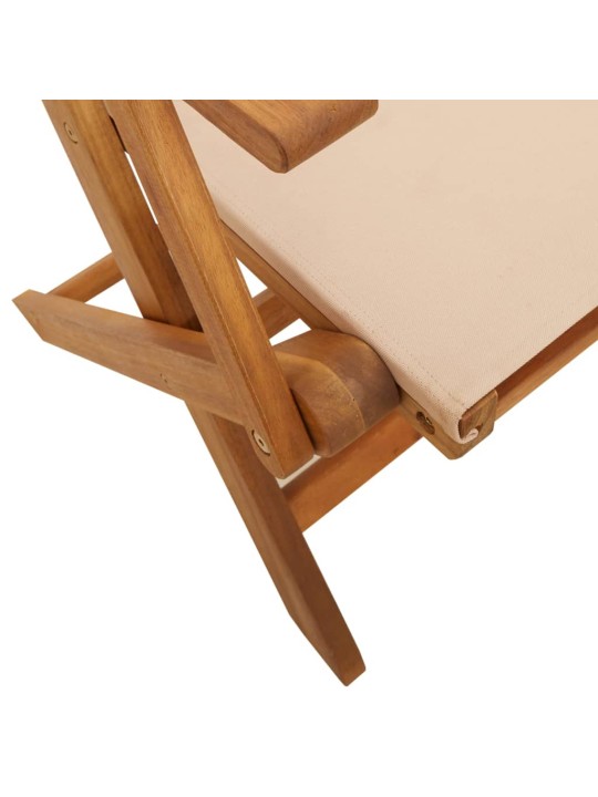 3dílný bistro set béžový textil a masivní dřevo