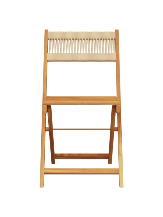 3dílný bistro set béžový polypropylen a masivní dřevo