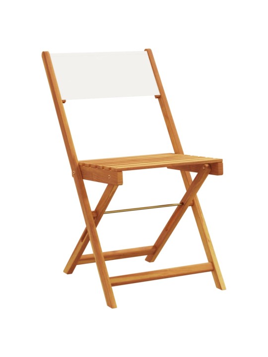 3dílný bistro set krémově bílý textil a masivní dřevo