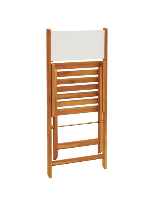 3dílný bistro set krémově bílý textil a masivní dřevo