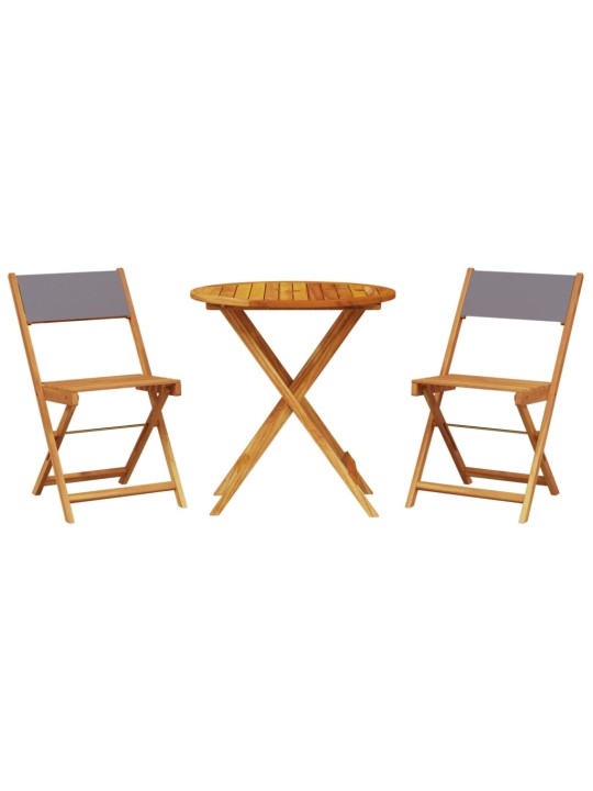 3dílný bistro set antracitový textil a masivní dřevo