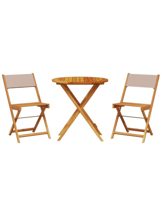 3dílný bistro set taupe textil a masivní dřevo
