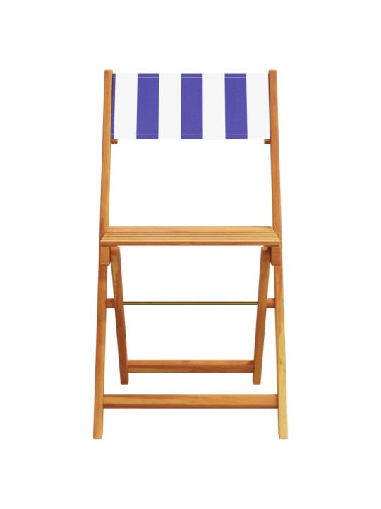 3dílný bistro set modrý a bílý textil a masivní dřevo