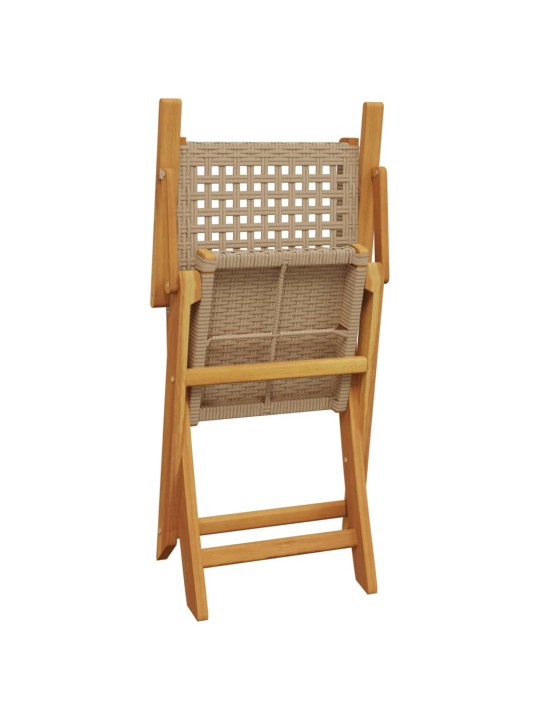 3dílný bistro set béžový polyratan a masivní dřevo