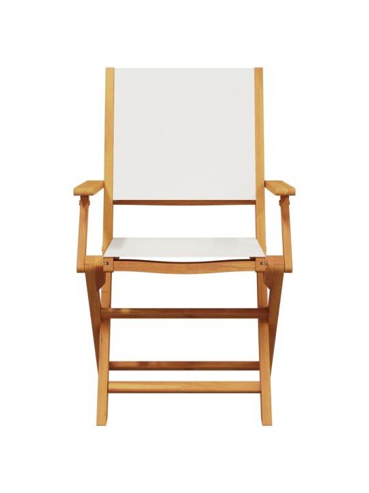 3dílný bistro set krémově bílý textil a masivní dřevo