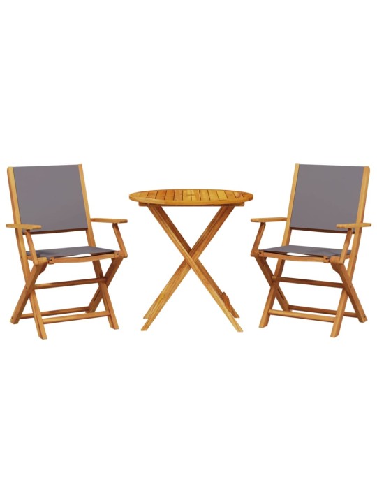 3dílný bistro set antracitový textil a masivní dřevo