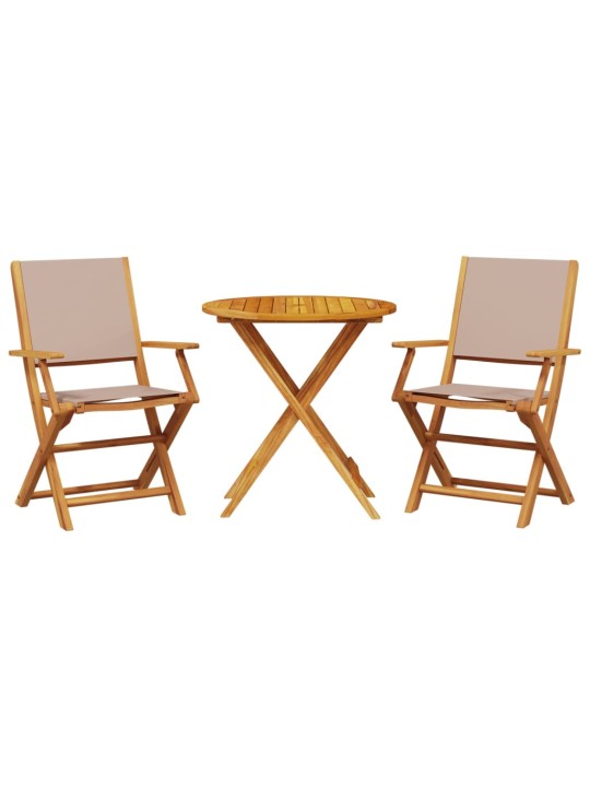 3dílný bistro set taupe textil a masivní dřevo