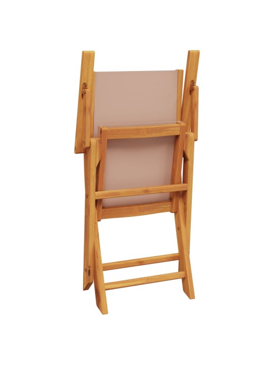 3dílný bistro set taupe textil a masivní dřevo