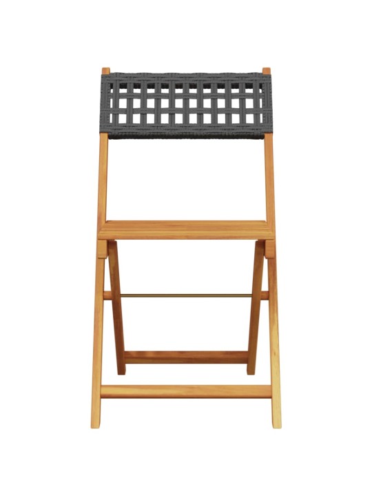 3dílný bistro set černý polyratan a masivní dřevo