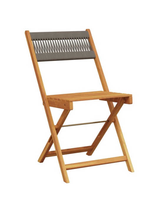 3dílný bistro set šedý polypropylen a masivní dřevo