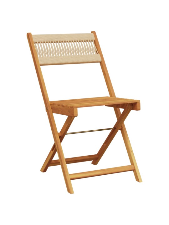 3dílný bistro set béžový polypropylen a masivní dřevo
