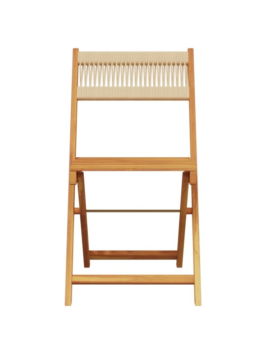 3dílný bistro set béžový polypropylen a masivní dřevo