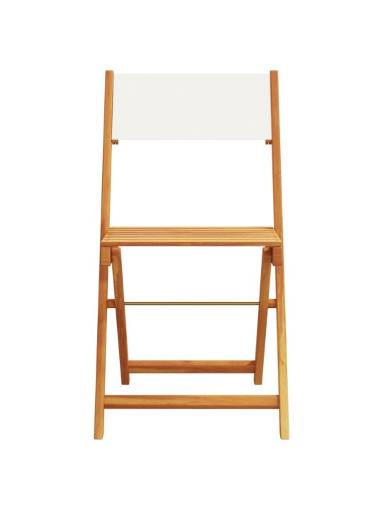 3dílný bistro set krémově bílý textil a masivní dřevo