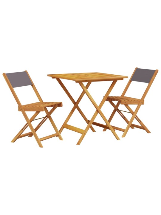 3dílný bistro set antracitový textil a masivní dřevo