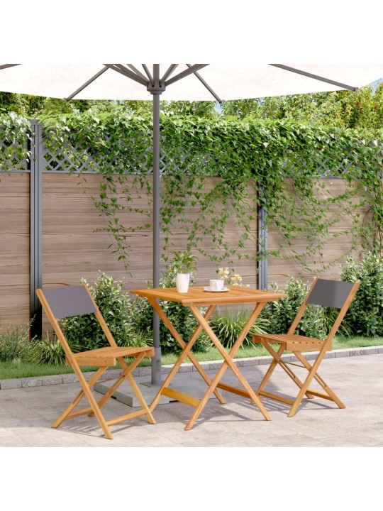 3dílný bistro set antracitový textil a masivní dřevo