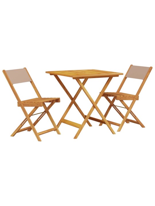 3dílný bistro set taupe textil a masivní dřevo