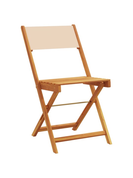 3dílný bistro set béžový textil a masivní dřevo