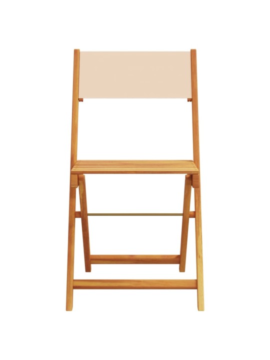 3dílný bistro set béžový textil a masivní dřevo